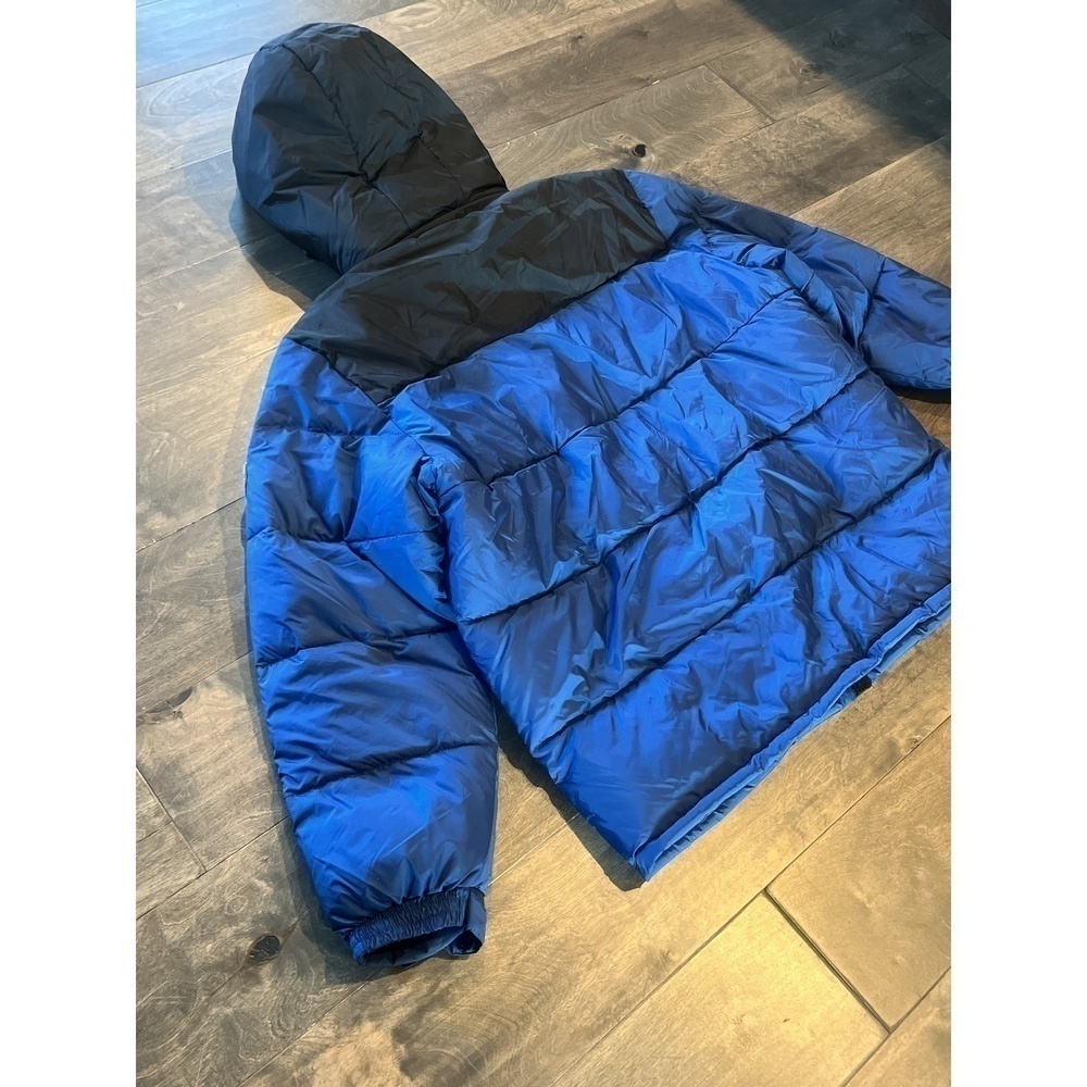 Mens Black & Night Blue Hooded Puffer Coat, XL - Picture 8 of 16